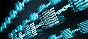 Digital blockchain network with linked blocks and binary code