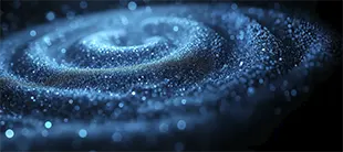 Abstract flowing light waves representing digital transformation through AI