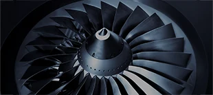 Jet engine turbine blades, representing the Management of Technology course